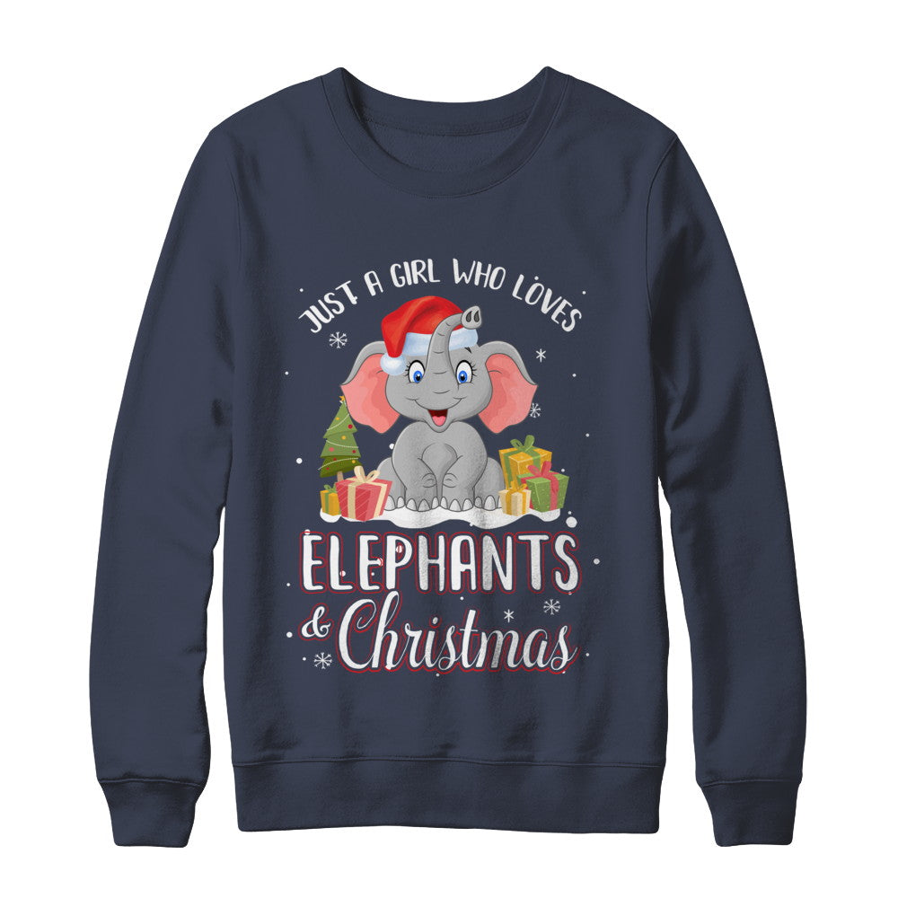 Just A Girl Who Loves Elephants And Christmas T-Shirt & Sweatshirt | Teecentury.com