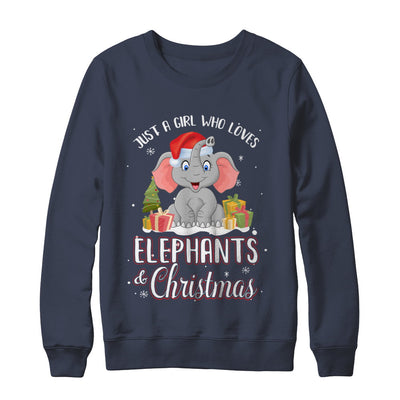 Just A Girl Who Loves Elephants And Christmas T-Shirt & Sweatshirt | Teecentury.com