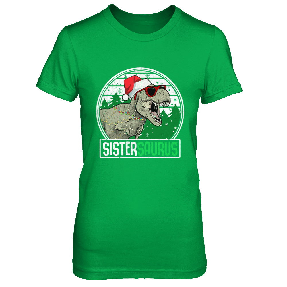 Sistersaurus Sister Dinosaur T-Rex Family Christmas T-Shirt & Sweatshirt | Teecentury.com