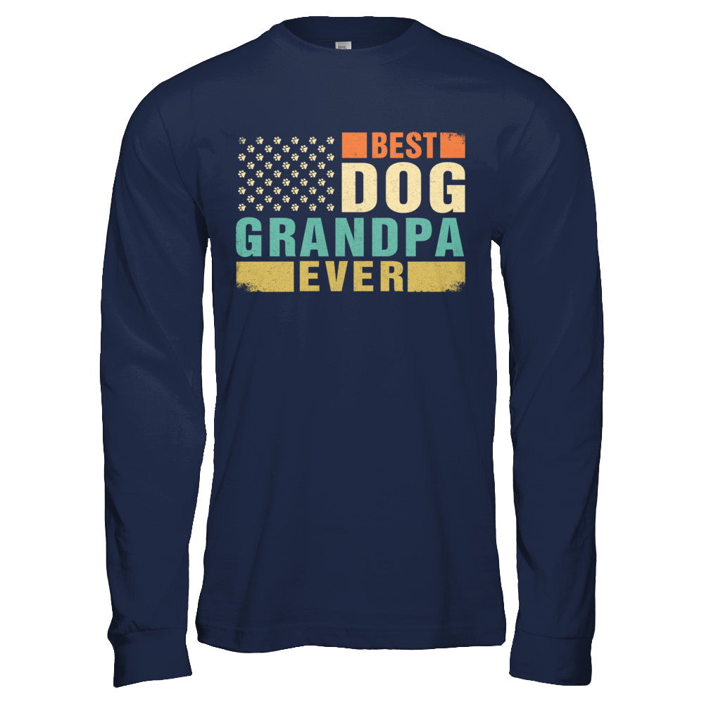 Vintage Retro BEST DOG GRANDPA EVER American Flag Fathers Day T-Shirt & Hoodie | Teecentury.com