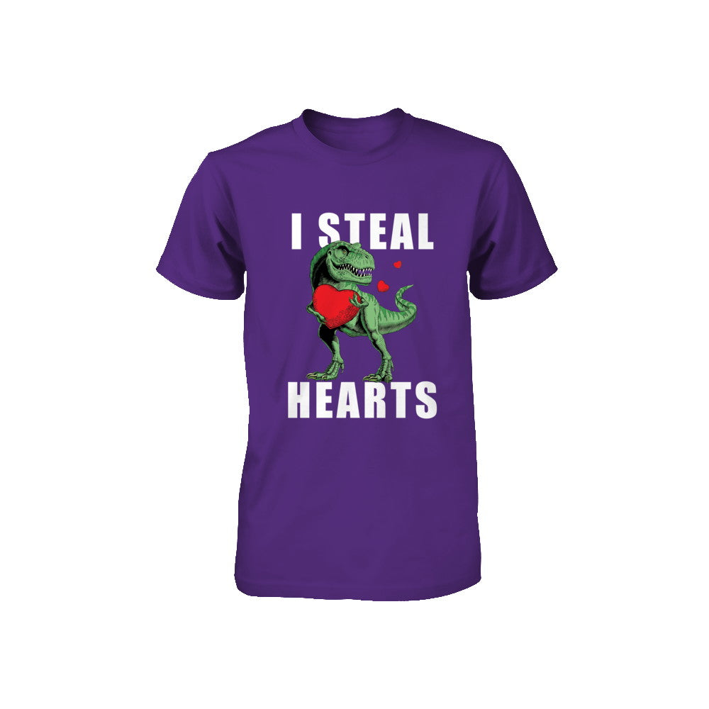 I Steal Hearts Funny Valentines Day Dinosaur T-Rex Boys Youth Youth Shirt | Teecentury.com