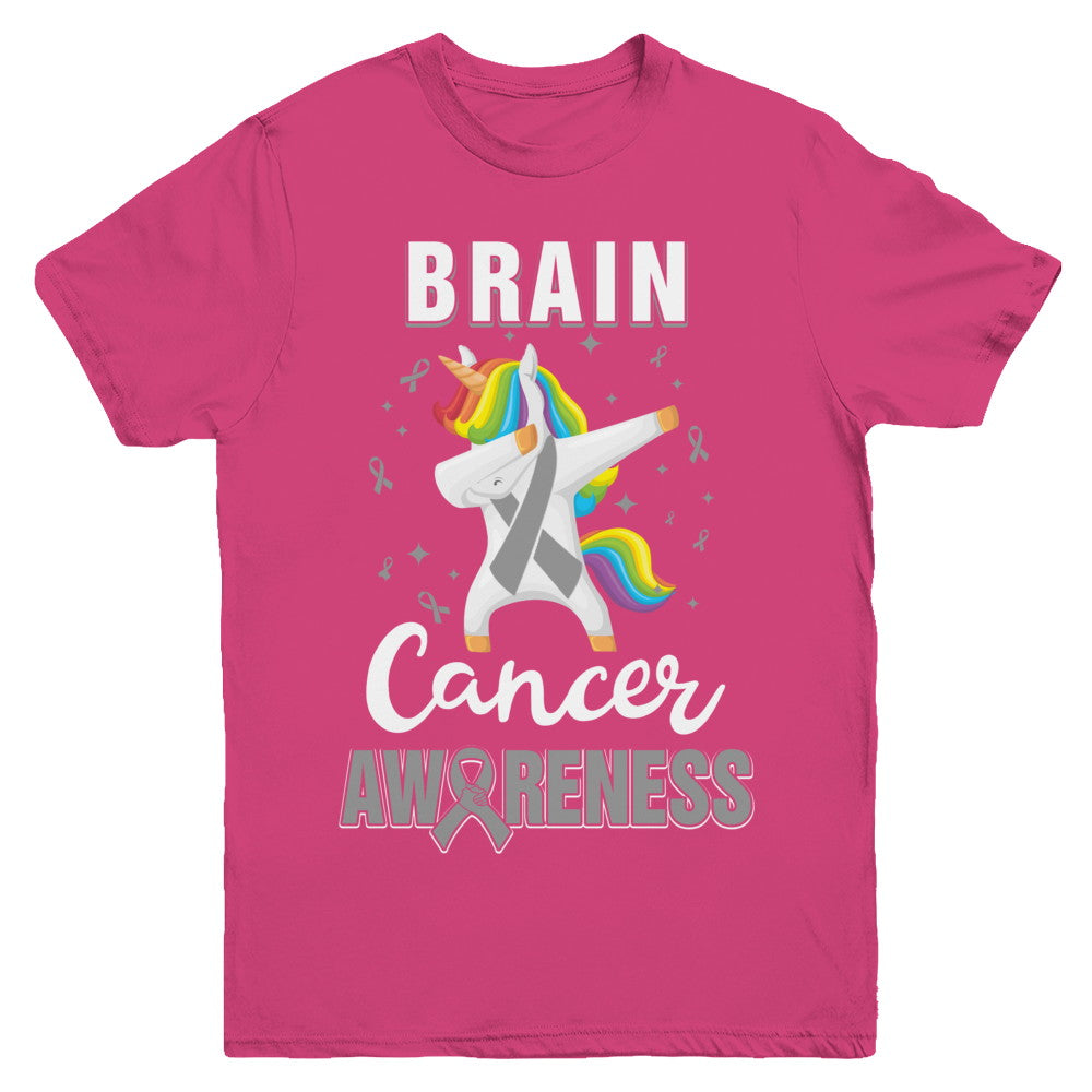 Inspirational Brain Cancer Awareness Unicorn Support Youth Youth Shirt | Teecentury.com