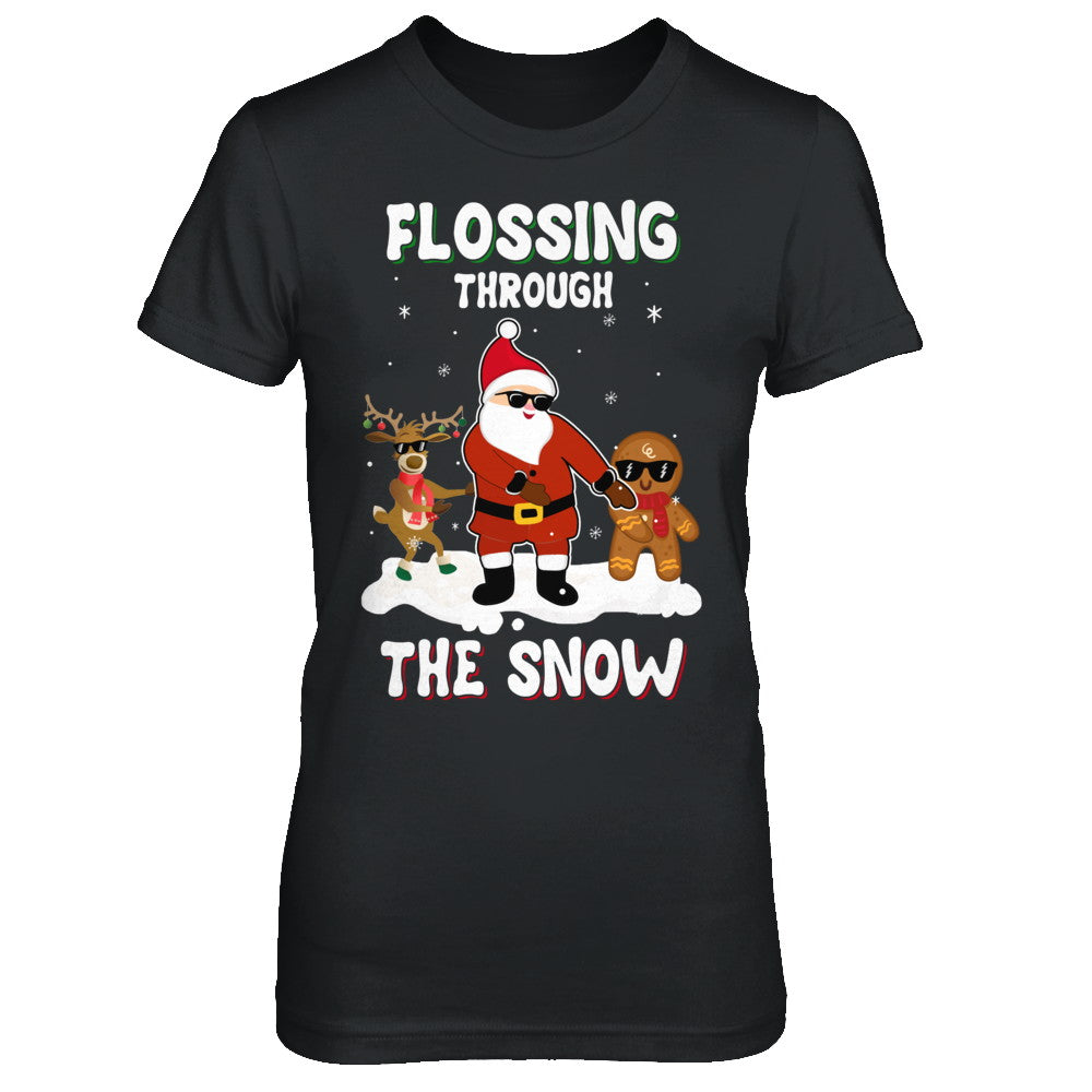 Flossing Through The Snow Santa Reindeer Gingerbread T-Shirt & Sweatshirt | Teecentury.com