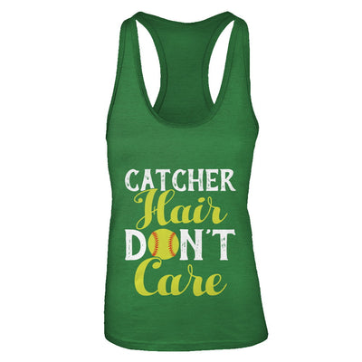 Catcher Hair Don't Care Softball T-Shirt & Tank Top | Teecentury.com