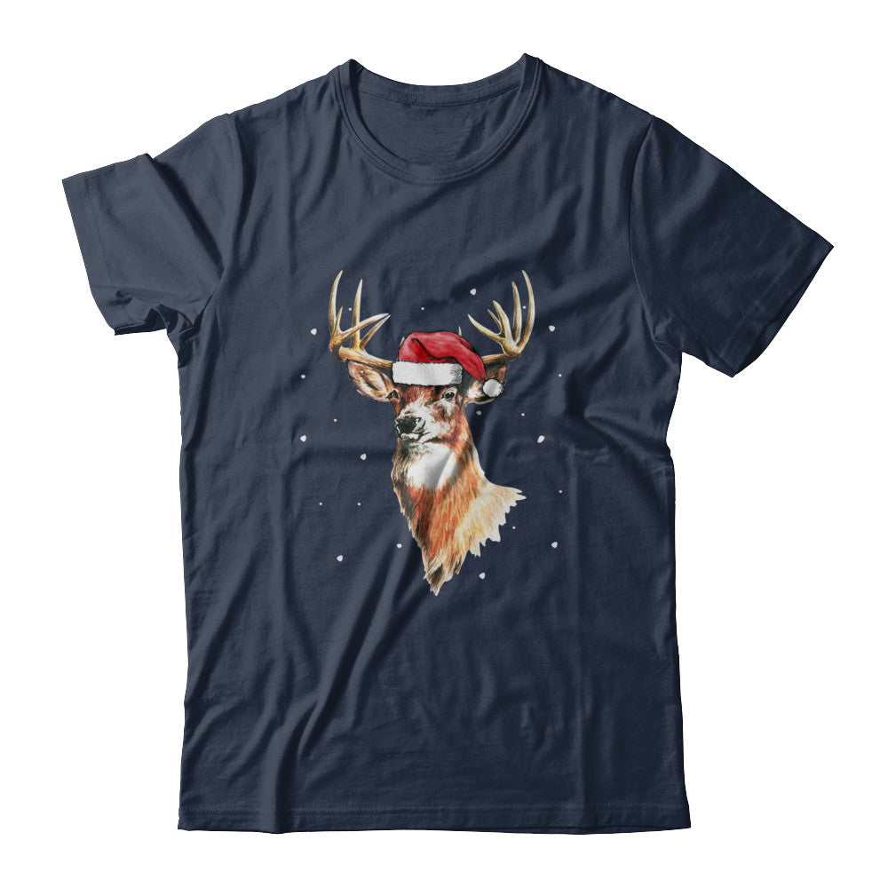 Christmas Pajama Deer With Santa Hat Hunting Hunter T-Shirt & Sweatshirt | Teecentury.com