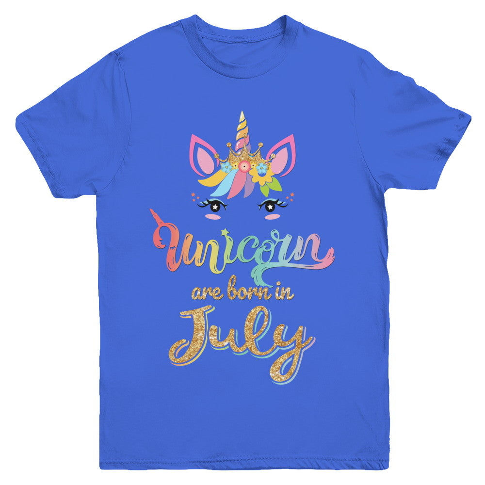 Cute Unicorns Are Born In July Birthday Gift Youth Youth Shirt | Teecentury.com