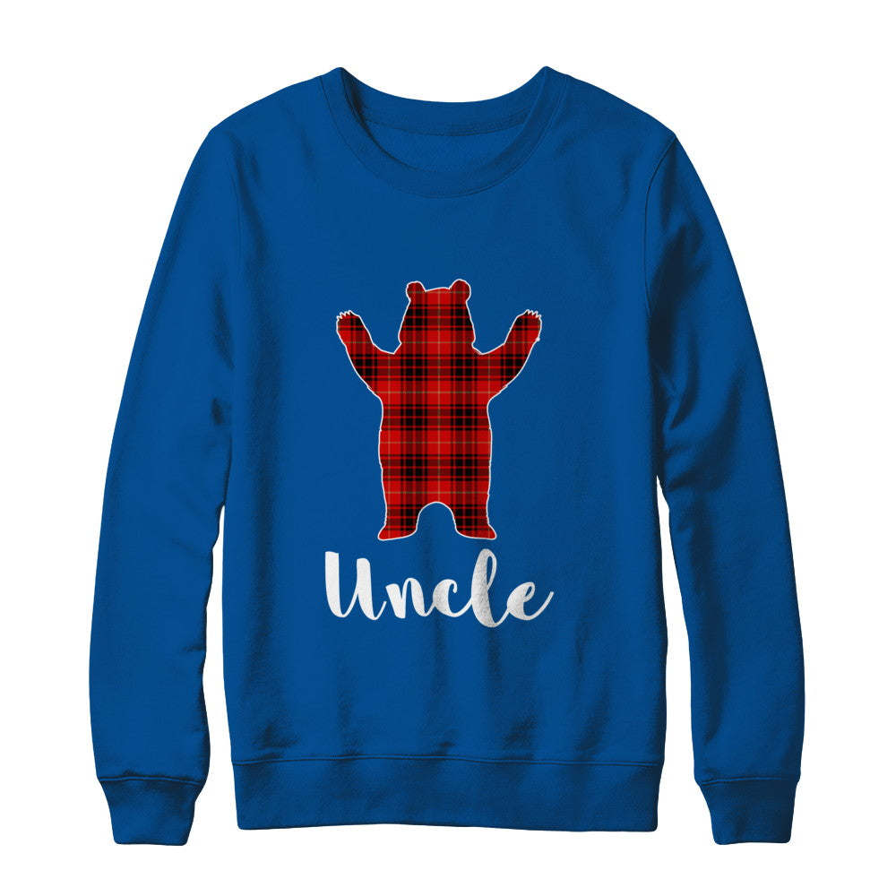 Red Uncle Bear Buffalo Plaid Family Christmas Pajamas T-Shirt & Sweatshirt | Teecentury.com