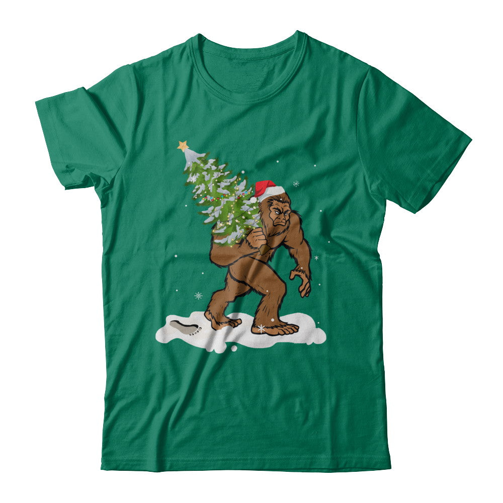 Bigfoot Christmas Tree Boys Men Sasquatch Santa Gift T-Shirt & Sweatshirt | Teecentury.com