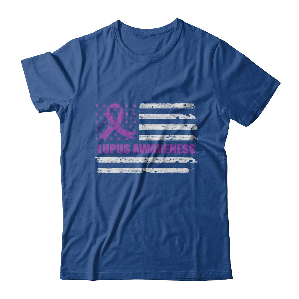 Purple Ribbon Lupus Awareness US Flag T-Shirt & Hoodie | Teecentury.com