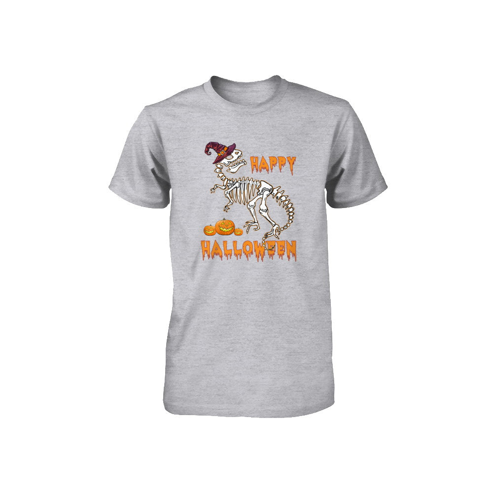Funny Happy Halloween T-Rex Skeleton Dinosaur Youth Youth Shirt | Teecentury.com
