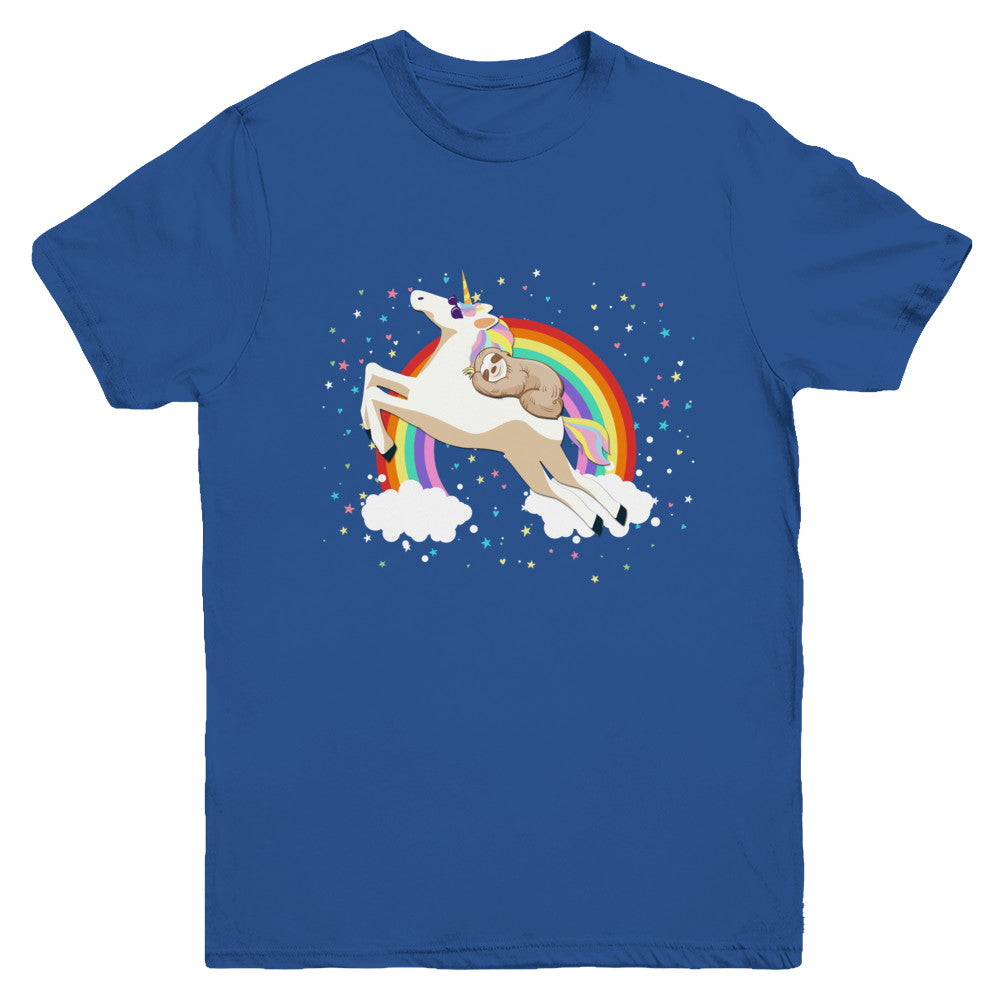 Funny Sloth Riding Unicorn Lover Youth Youth Shirt | Teecentury.com