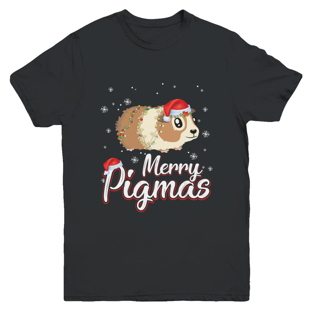 Merry Pigmas Funny Guinea Pig Santa Hat Christmas Gift Youth Youth Shirt | Teecentury.com