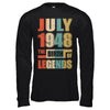 Vintage Retro July 1948 Birth Of Legends 74th Birthday T-Shirt & Hoodie | Teecentury.com