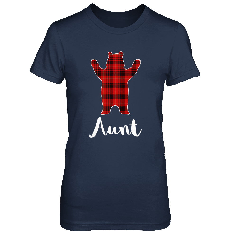 Red Aunt Bear Buffalo Plaid Family Christmas Pajamas T-Shirt & Sweatshirt | Teecentury.com