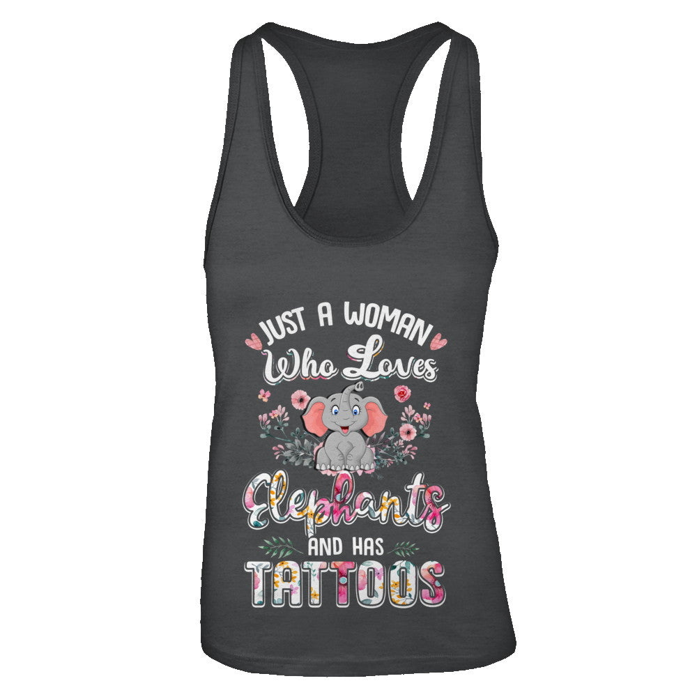 Just A Woman Who Loves Elephants And Has Tattoos T-Shirt & Tank Top | Teecentury.com