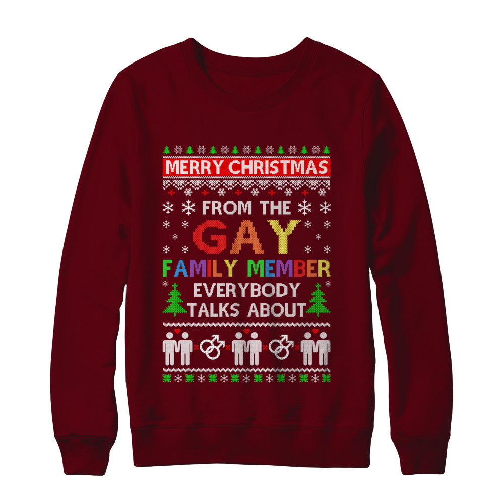 LGBT Merry Christmas From Gay Family Ugly Christmas Sweater T-Shirt & Sweatshirt | Teecentury.com