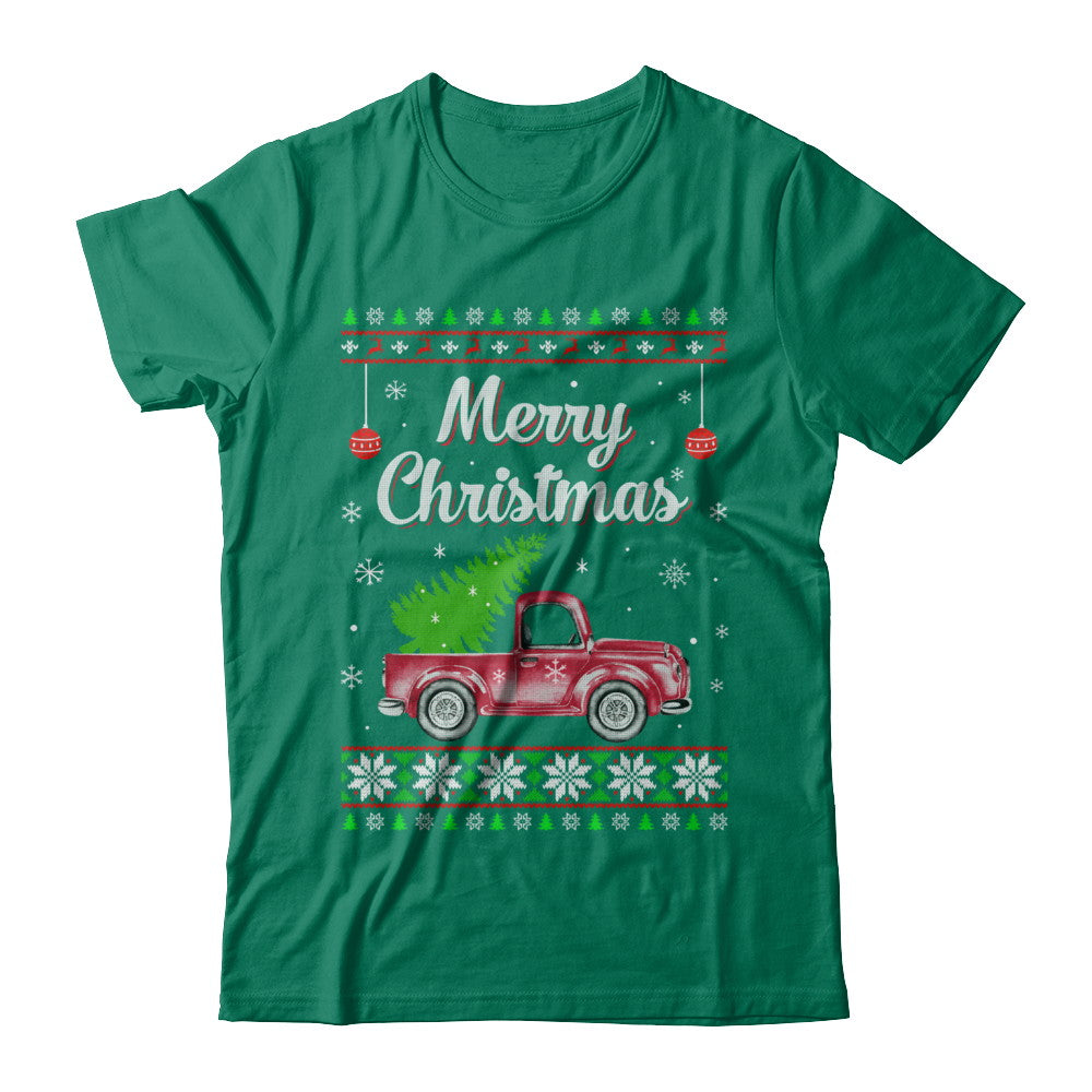Snow Tree Truck Merry Christmas Ugly Sweater T-Shirt & Sweatshirt | Teecentury.com