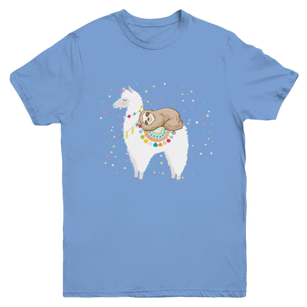 Funny Sloth Riding Llama Lover Youth Youth Shirt | Teecentury.com