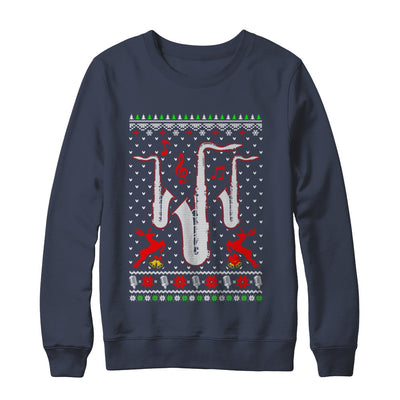 Santa Saxophone Ugly Christmas Sweater Gifts T-Shirt & Sweatshirt | Teecentury.com