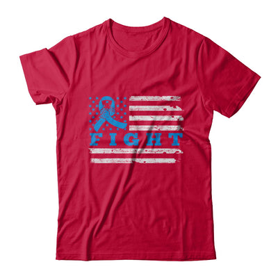 Fight Blue Ribbon US Flag Colon Prostate Cancer Awareness T-Shirt & Hoodie | Teecentury.com