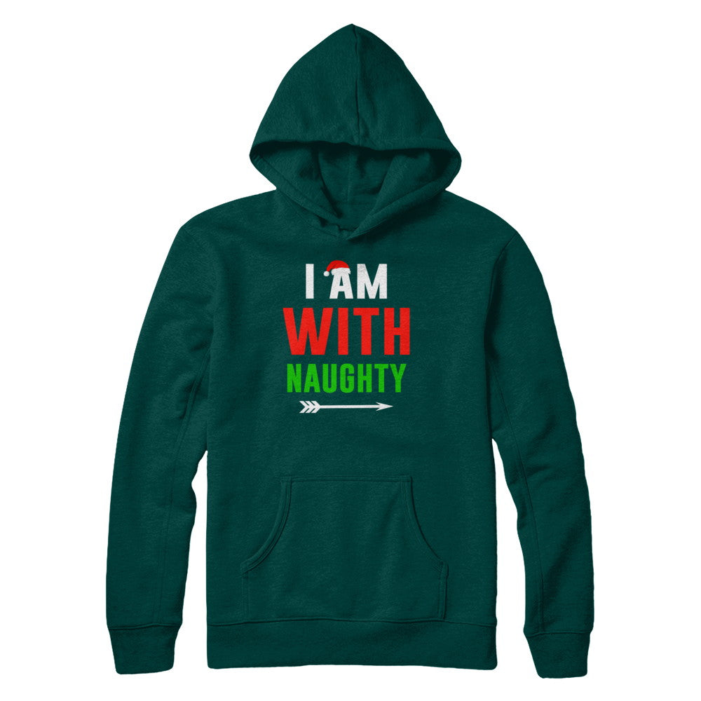 I'm With Naughty Matching Christmas Couples Pajamas T-Shirt & Sweatshirt | Teecentury.com
