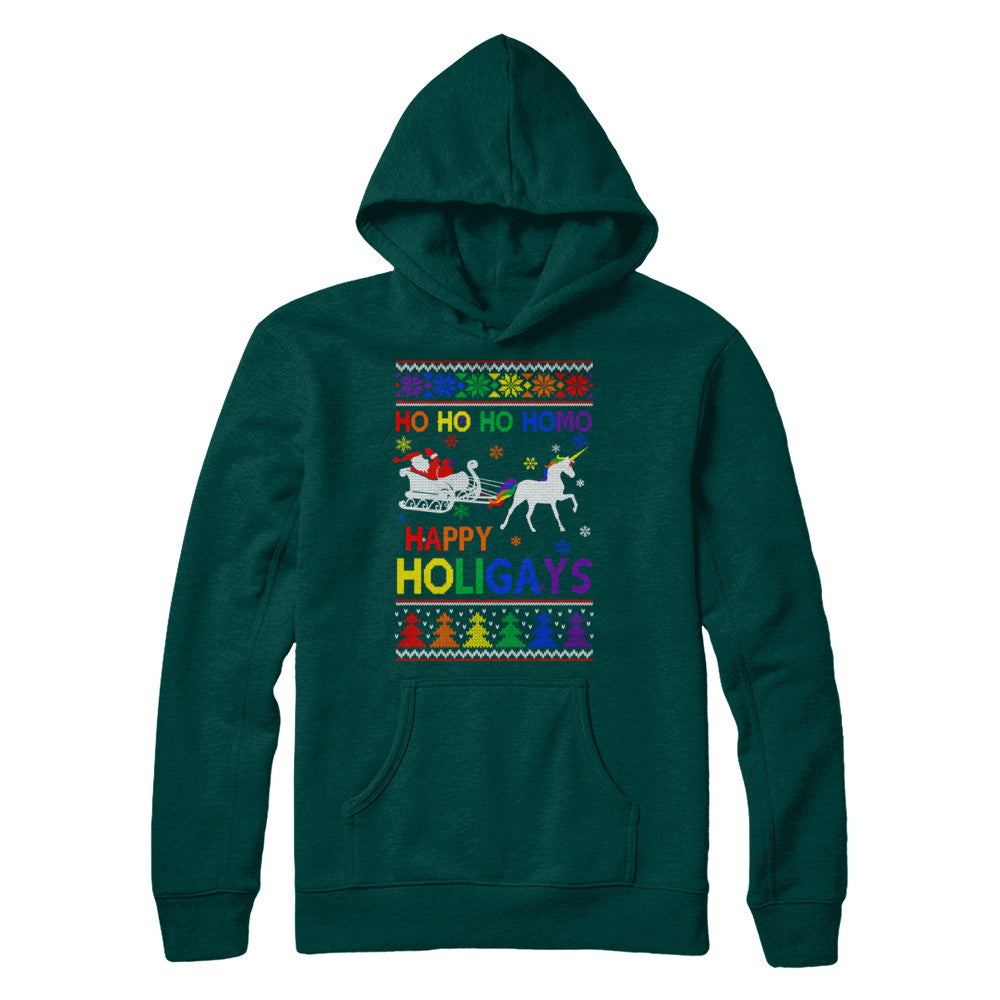 Ho Ho Ho Santa Riding Unicorrn Happy Holigays LGBT T-Shirt & Sweatshirt | Teecentury.com