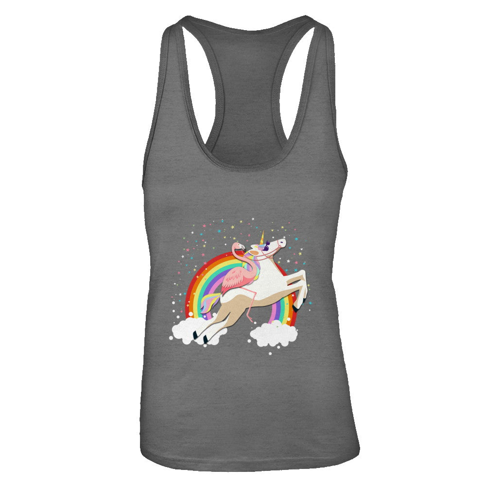 Flamingo Pink Bird Riding Unicorn T-Shirt & Tank Top | Teecentury.com
