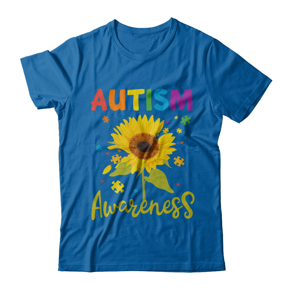 Autism Awareness Puzzle Sunflower T-Shirt & Hoodie | Teecentury.com