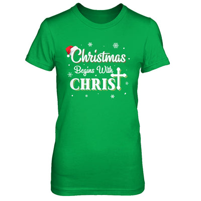 Christmas Begins With Christ Merry Christmas Christian T-Shirt & Sweatshirt | Teecentury.com