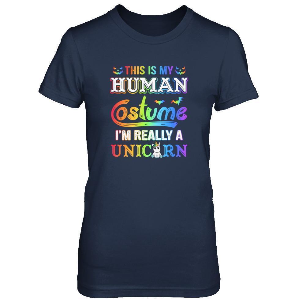 Halloween This Is My Human Costume I'm Really A Unicorn T-Shirt & Tank Top | Teecentury.com