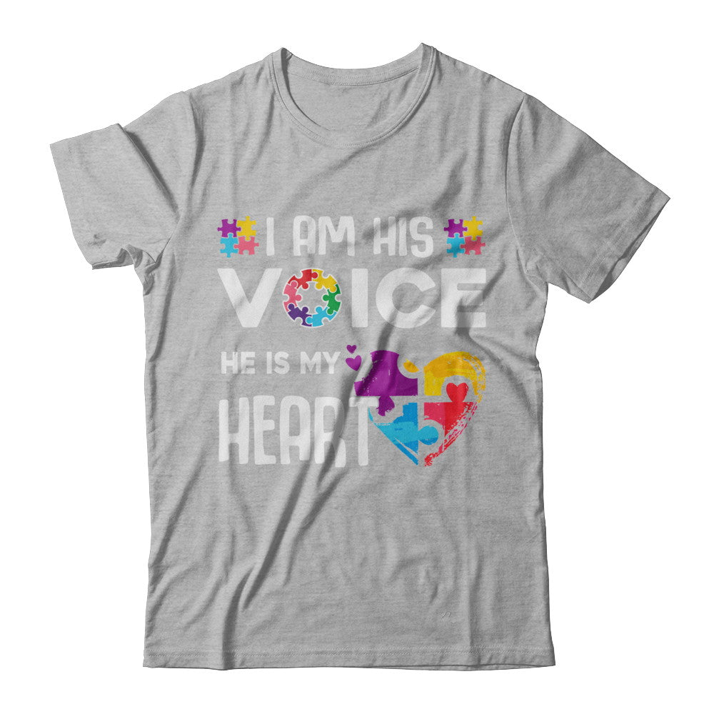 Autism Awareness I Am His Voice He Is My Heart Autism Mom T-Shirt & Hoodie | Teecentury.com