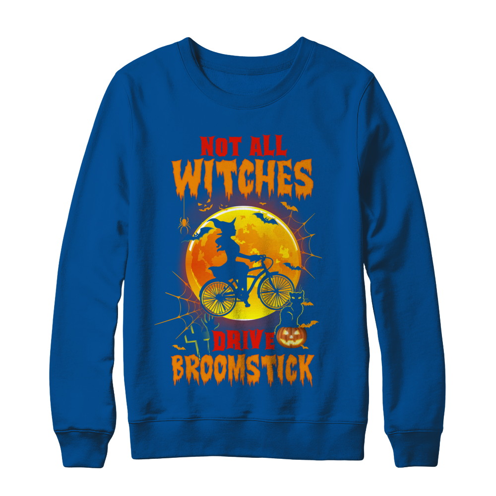 Not All Witches Drive Broom Funny Halloween Bicycle T-Shirt & Sweatshirt | Teecentury.com