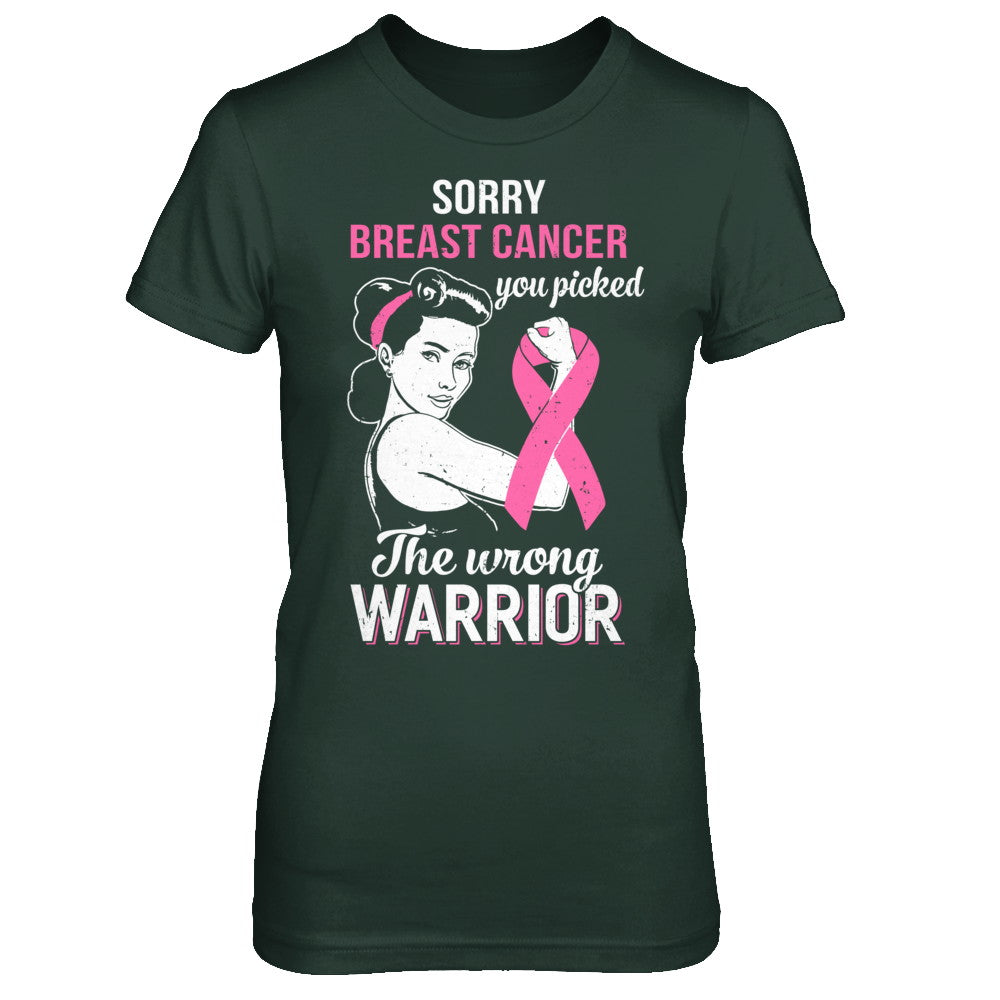 Sorry Cancer You Picked The Wrong Warrior Breast Cancer T-Shirt & Hoodie | Teecentury.com