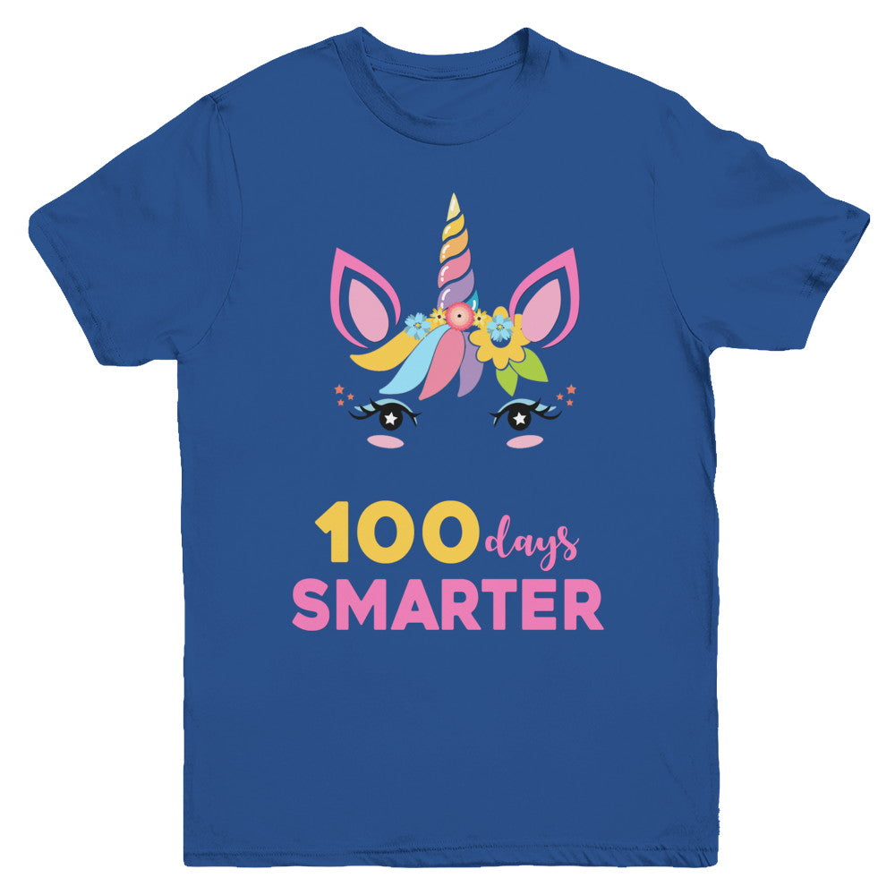 100 Days Smarter Of School Unicorn Girl Gifts Youth Youth Shirt | Teecentury.com