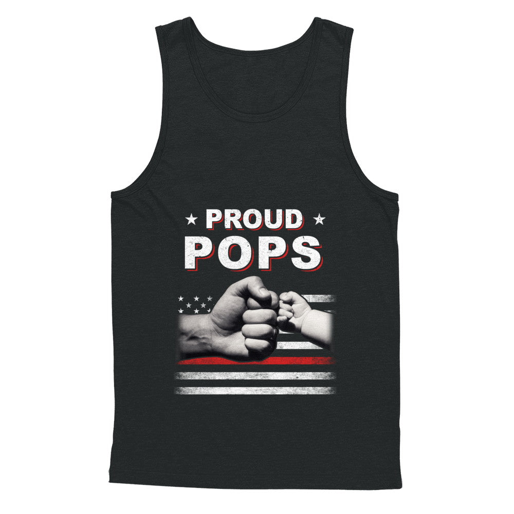 Proud Pops Fireman Firefighter Thin Red Line Flag Fathers Day T-Shirt & Hoodie | Teecentury.com