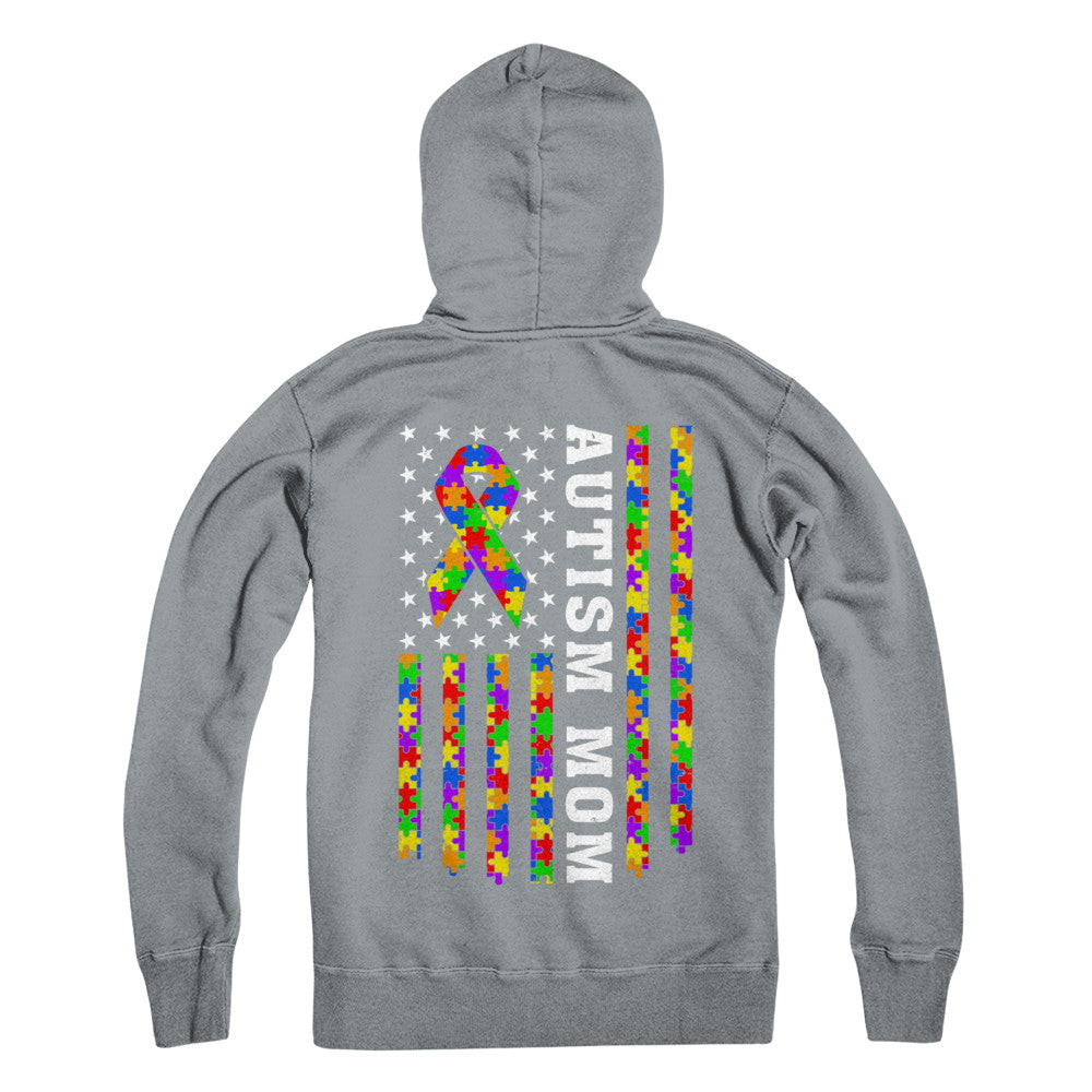 Proud Autism Mom Us Flag Autistic Mommy Mothers Day T-Shirt & Hoodie | Teecentury.com