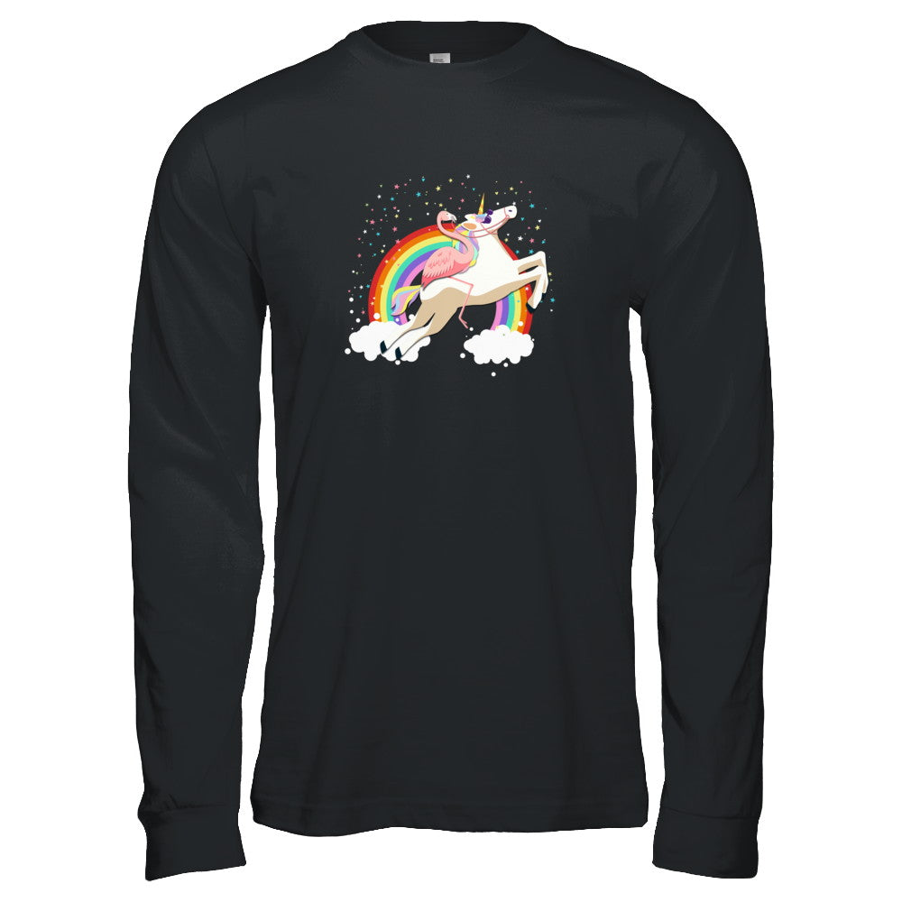 Flamingo Pink Bird Riding Unicorn T-Shirt & Tank Top | Teecentury.com