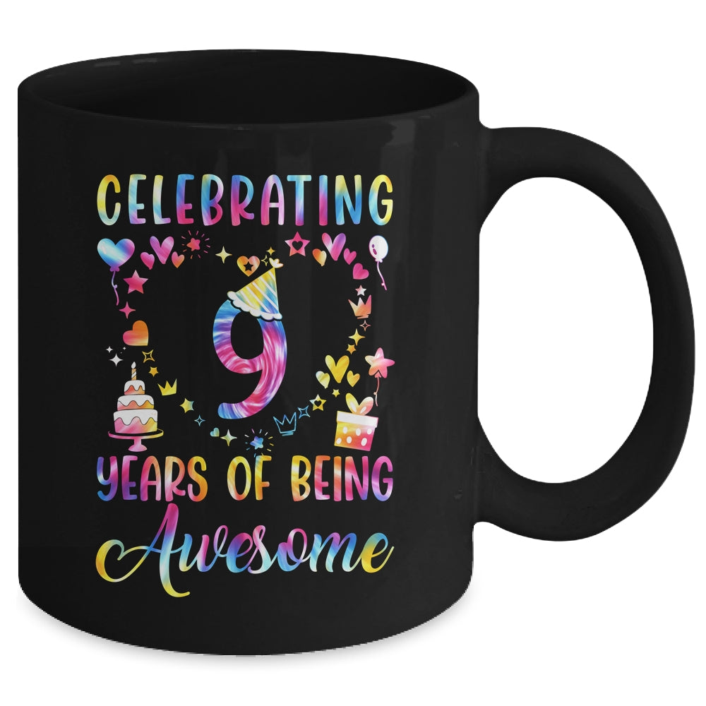 9 Years Of Being Awesome 9 Years Old 9th Birthday Tie Dye Mug | teecentury