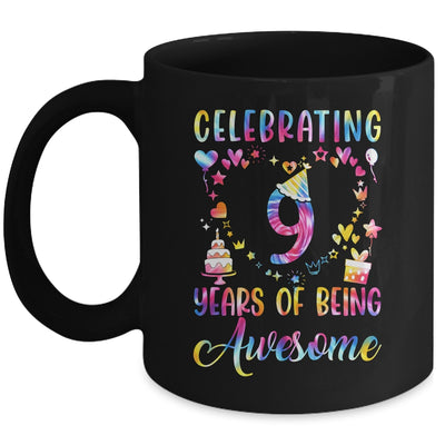 9 Years Of Being Awesome 9 Years Old 9th Birthday Tie Dye Mug | teecentury