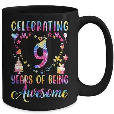 9 Years Of Being Awesome 9 Years Old 9th Birthday Tie Dye Mug | teecentury