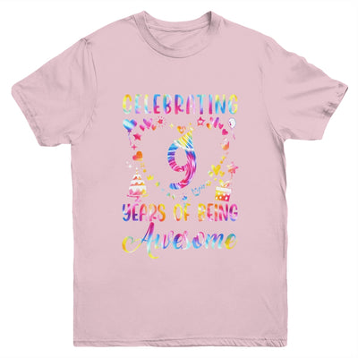 9 Years Of Being Awesome 9 Years Old 9th Birthday Tie Dye Youth Shirt | teecentury