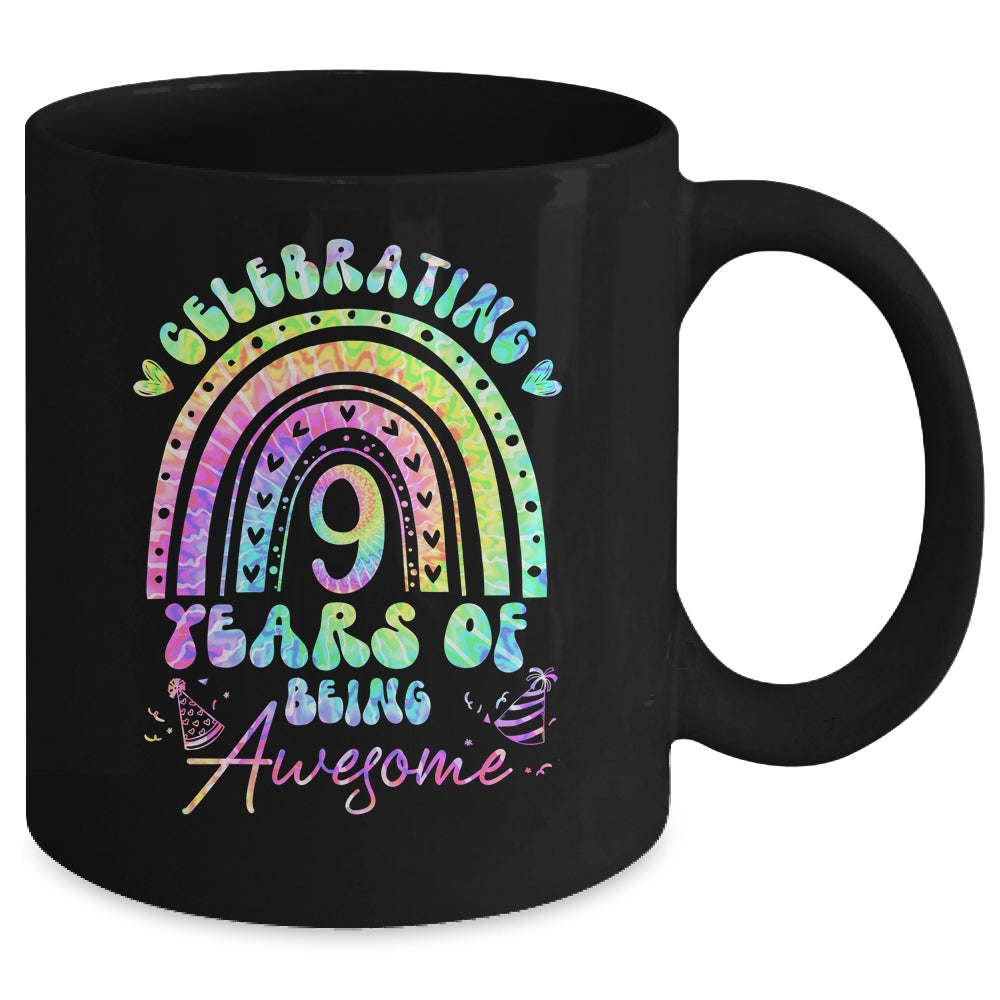 9 Years Of Being Awesome 9th Birthday Girl Tie Dye Mug | teecentury