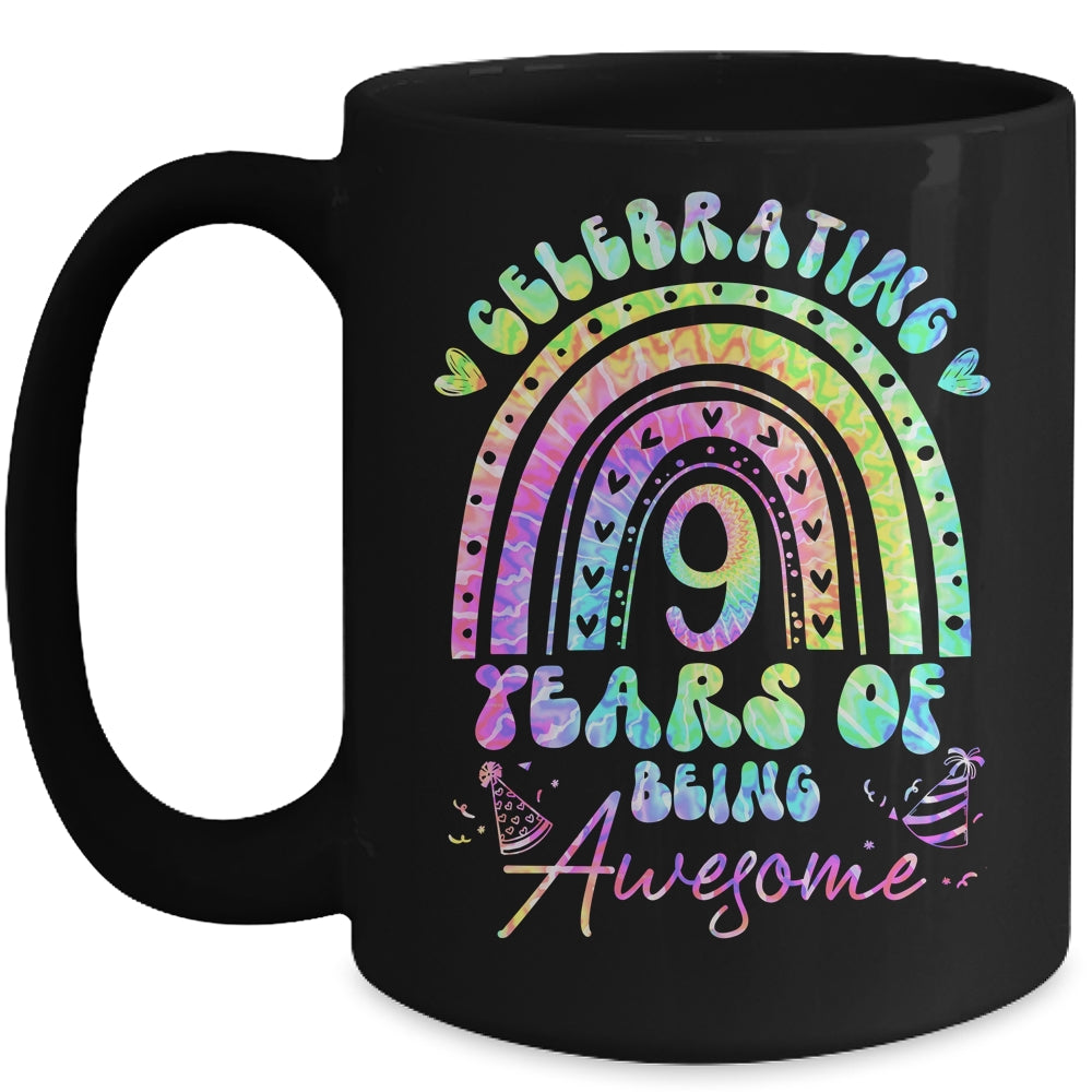 9 Years Of Being Awesome 9th Birthday Girl Tie Dye Mug | teecentury