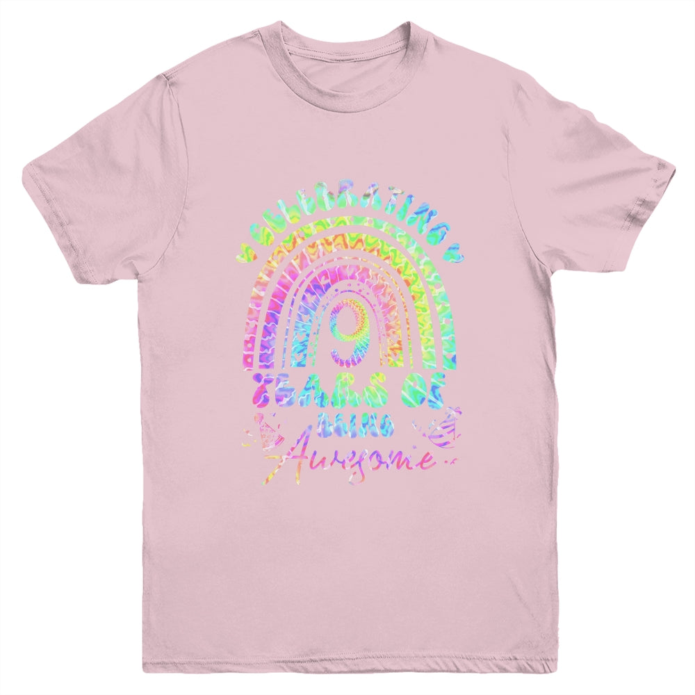 9 Years Of Being Awesome 9th Birthday Girl Tie Dye Youth Shirt | teecentury