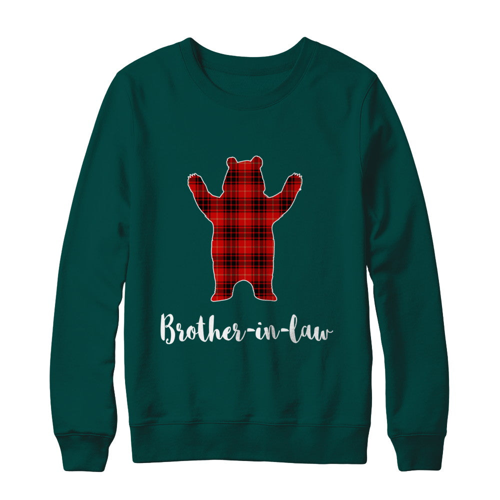 Red Brother-In-Law Bear Buffalo Plaid Family Christmas Pajamas T-Shirt & Sweatshirt | Teecentury.com