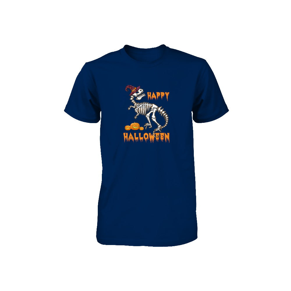 Funny Happy Halloween T-Rex Skeleton Dinosaur Youth Youth Shirt | Teecentury.com