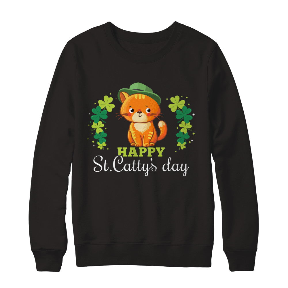 Happy St Catty's St. Patrick's Day Lucky Cat Gift T-Shirt & Hoodie | Teecentury.com