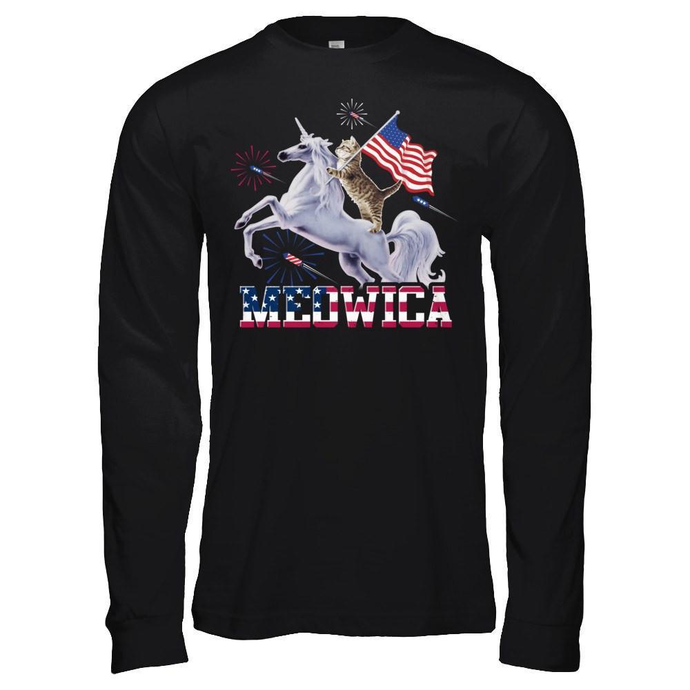 Meowica 4Th Of July Funny Cat On Unicorn Independence T-Shirt & Hoodie | Teecentury.com