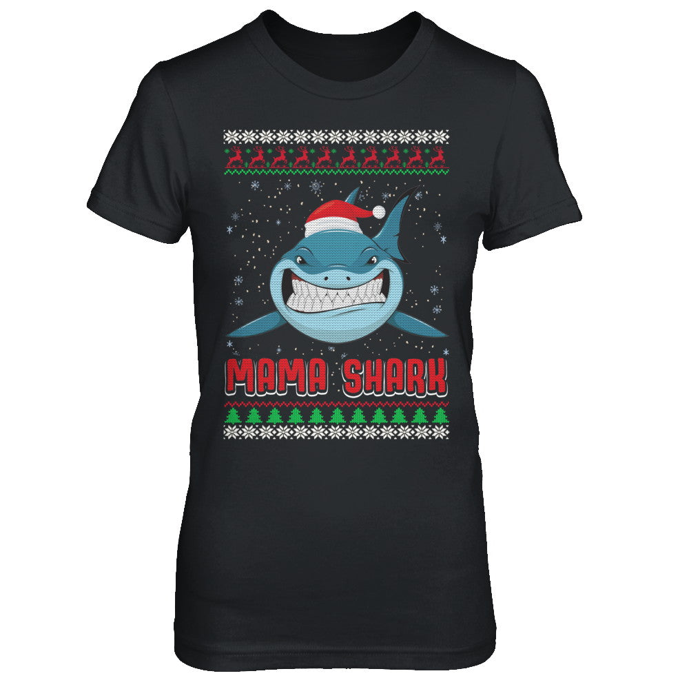 Mama Claus Shark Family Matching Christmas Ugly Sweater T-Shirt & Sweatshirt | Teecentury.com
