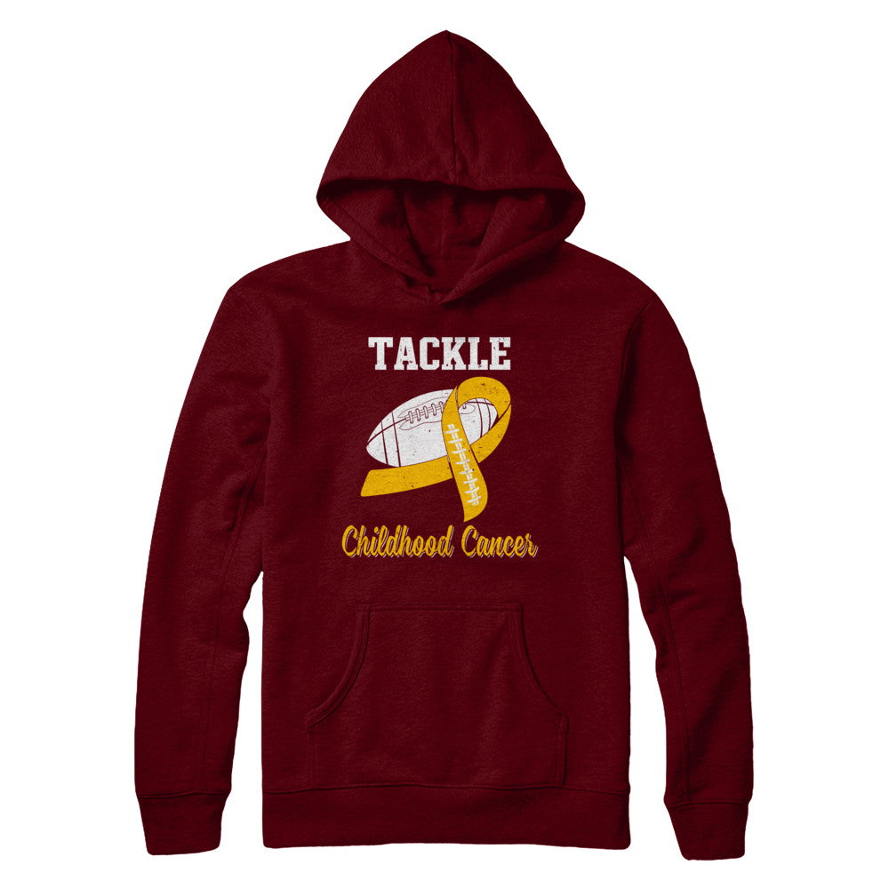 Football Survivor Tackle Yellow Childhood Cancer Awareness T-Shirt & Hoodie | Teecentury.com